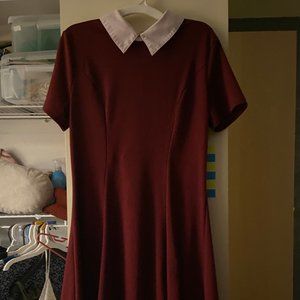 Red Dress with White Collar
